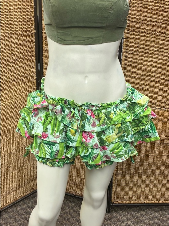 Selkie Dresses & Skirts - Selkie Style Ruffle Bloomers Shorts Floral Cottagecore Fairycore XL Green Pink